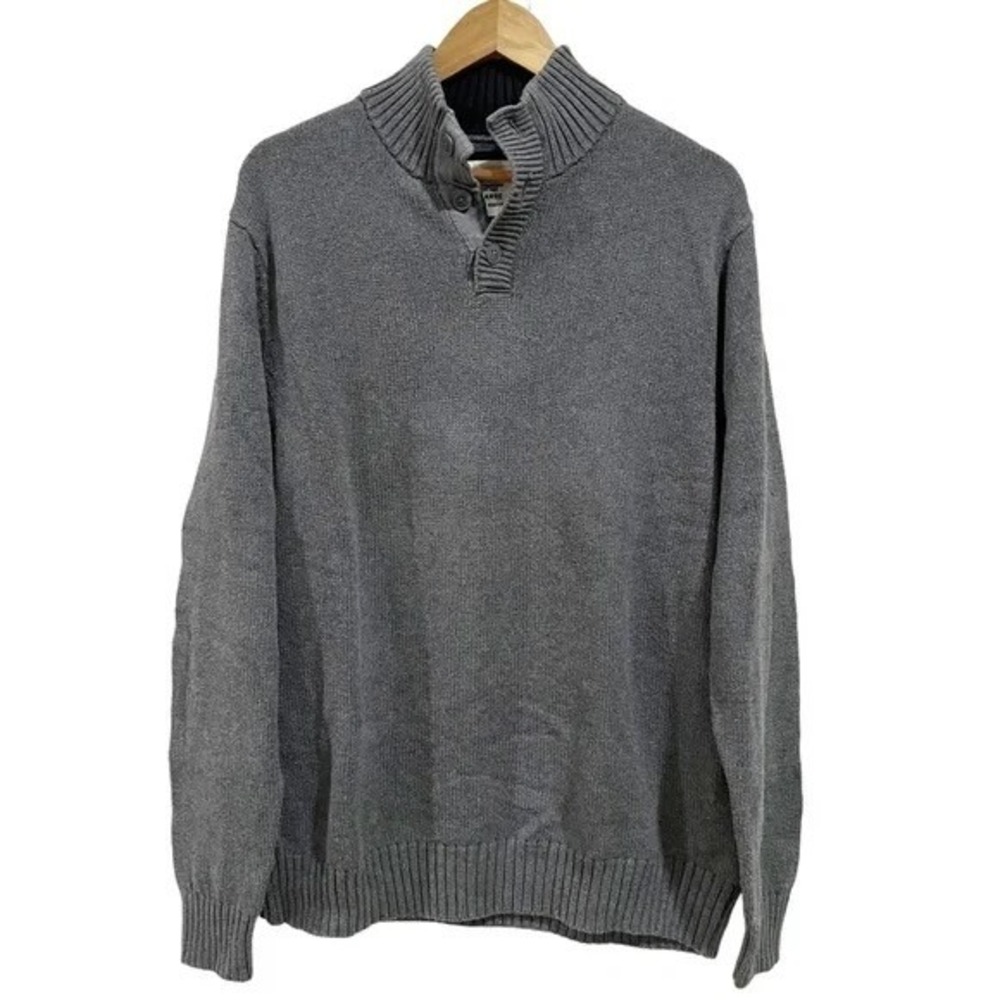 Old Navy Gray Cotton Knit Sweater Mock Neck Pullover Men's‎ XL